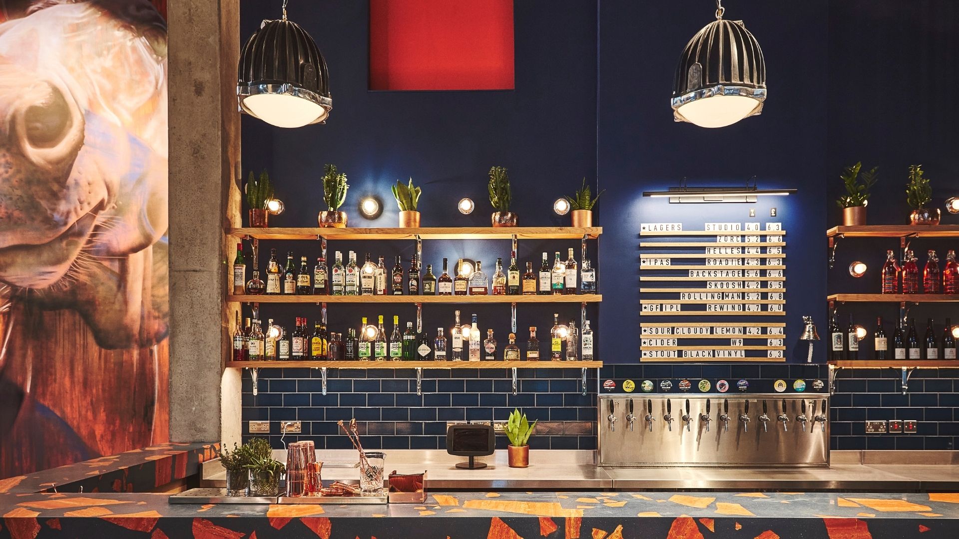 industrial-blue-staircase-marble-table