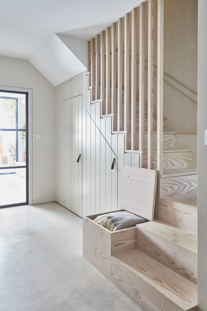 Angle of stairs showing clever concealed use of space